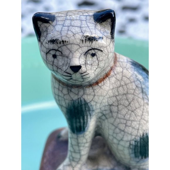 Vintage 1980s Fitz and Floyd Cat Trinket Box Crackle aged Finish - Picture 6 of 9